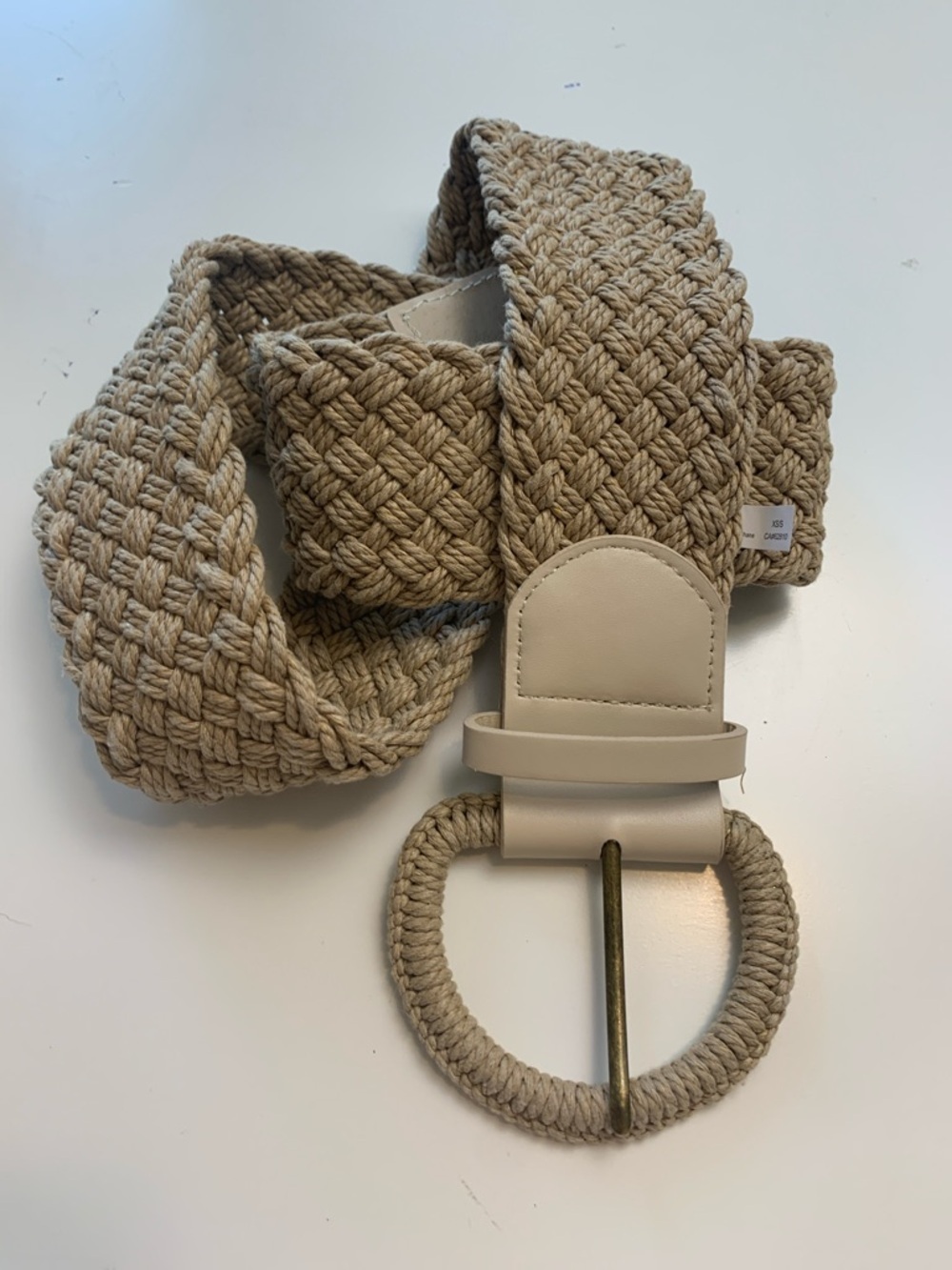 Ricki's Braided Natural Rope Belt with Round Buckle